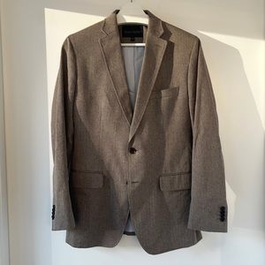 Banana Republic Brown Herringbone Structured Cotton Blazer